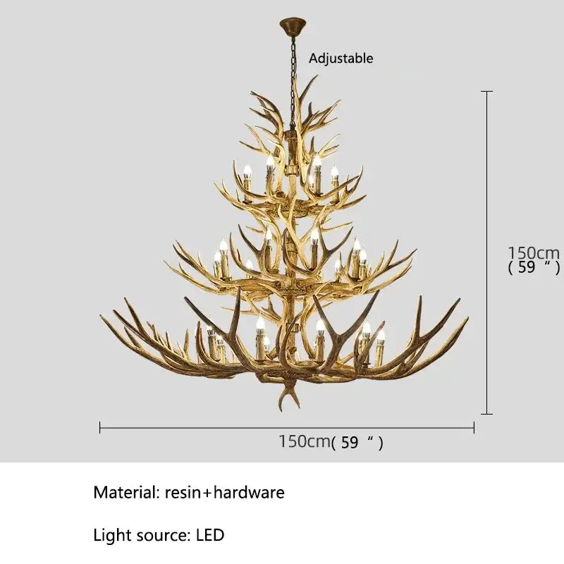 Brown Antler LED Chandelier