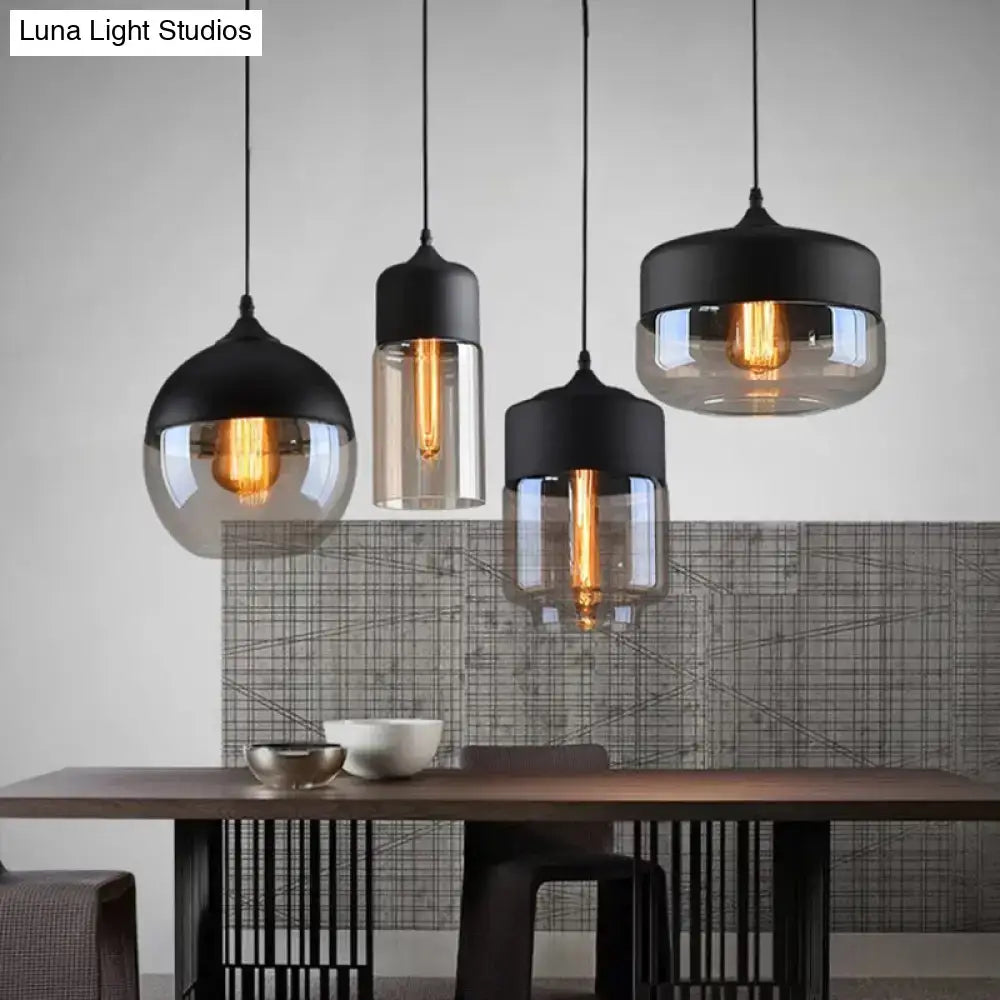 Black Smoked Glass Retro Single-Light Pendant