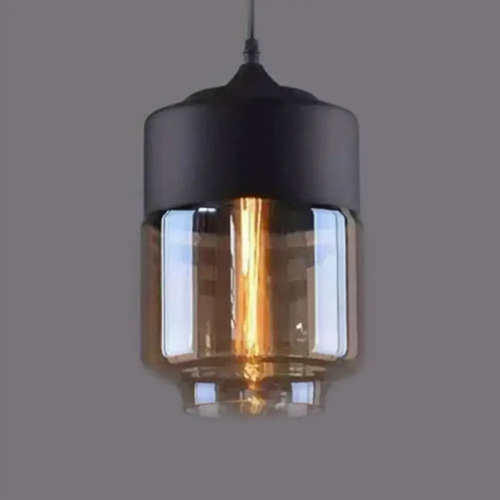 Black Smoked Glass Retro Single-Light Pendant