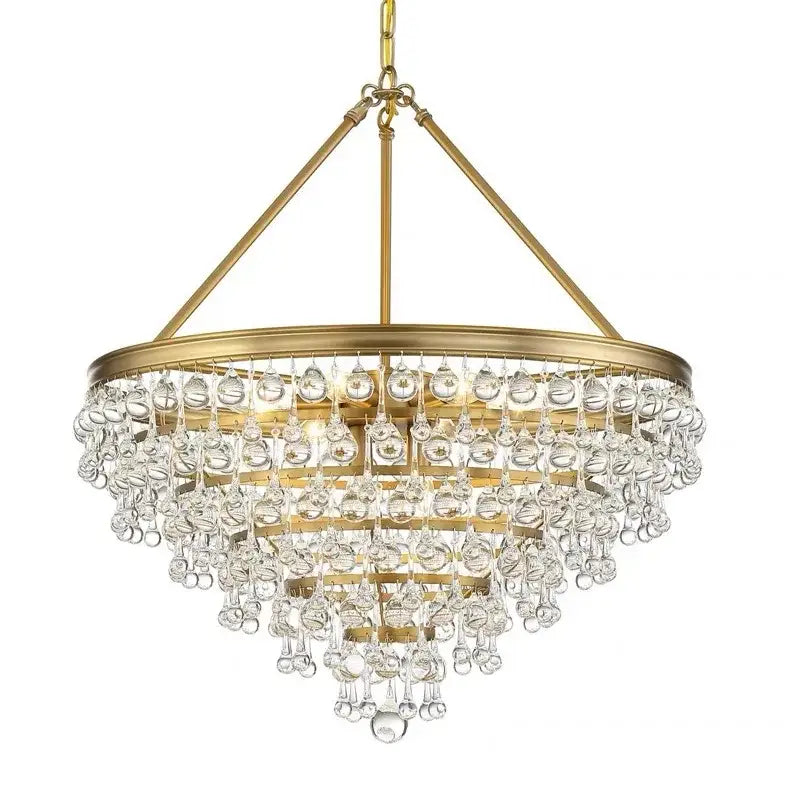 Gold Crystal Pendant Light with Crystal Bead Design