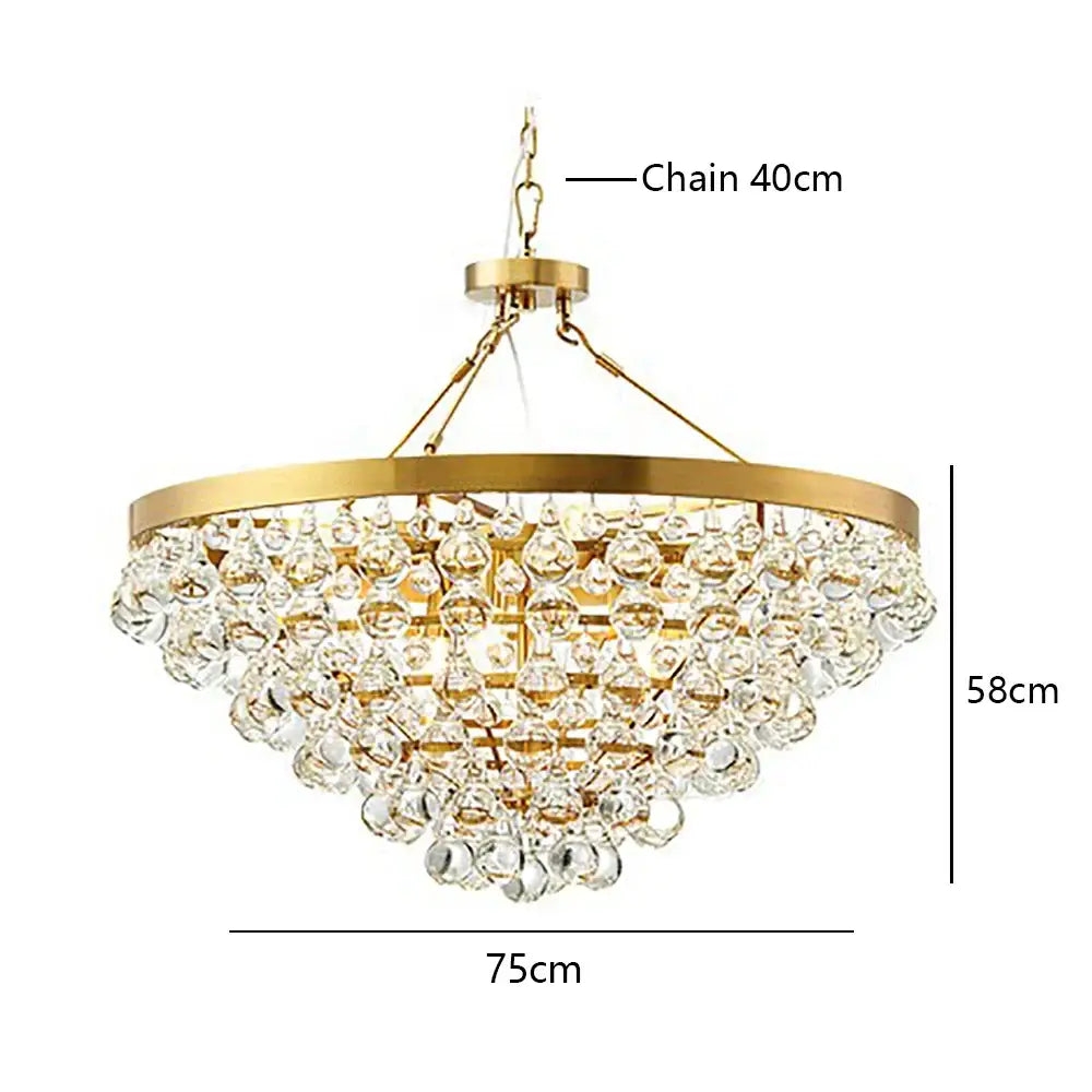 Gold Crystal Pendant Light with Crystal Bead Design