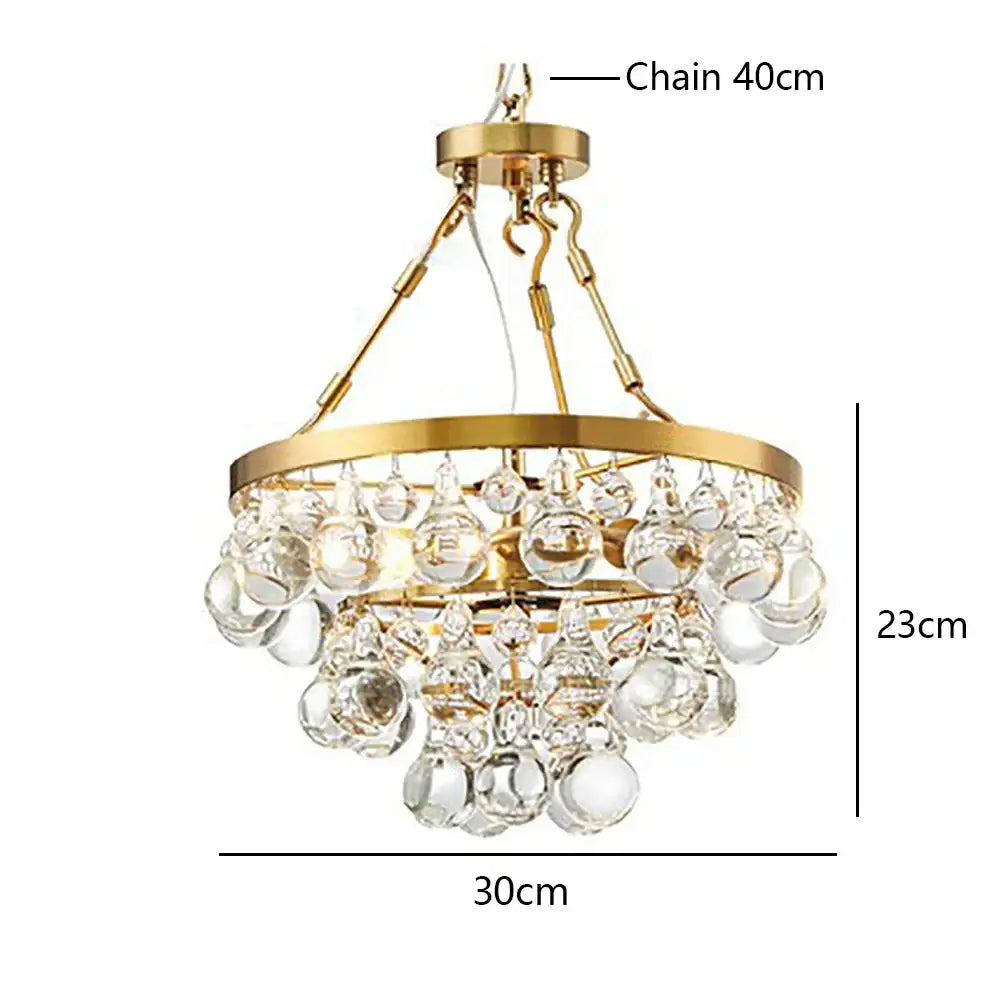 Gold Crystal Pendant Light with Crystal Bead Design