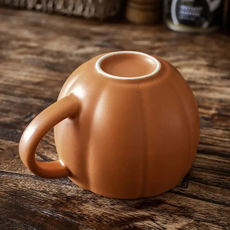 Orange Ceramic Pumpkin Mug Bone China 500ml