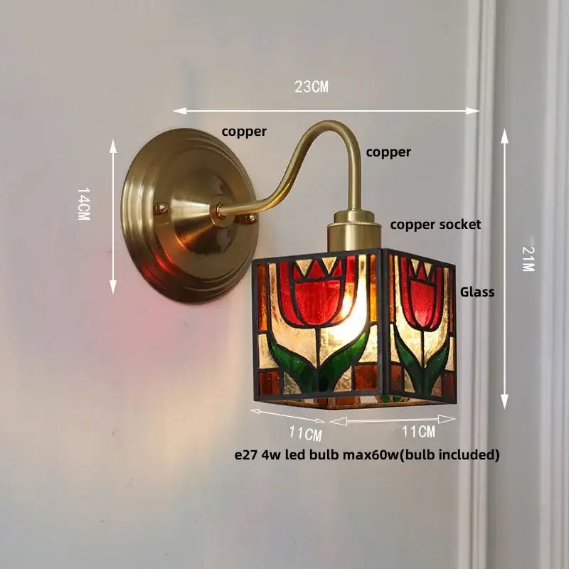 Red Tulip Glass Wall Sconce