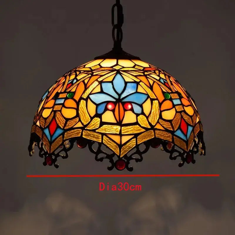 Colorful Tiffany Glass Chandelier