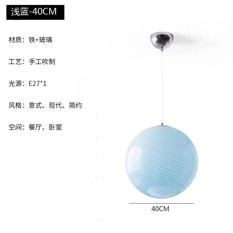 Ribbed Amber Glass Pendant Light Dia40cm