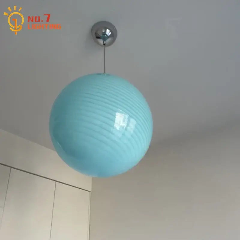Ribbed Amber Glass Pendant Light Dia40cm