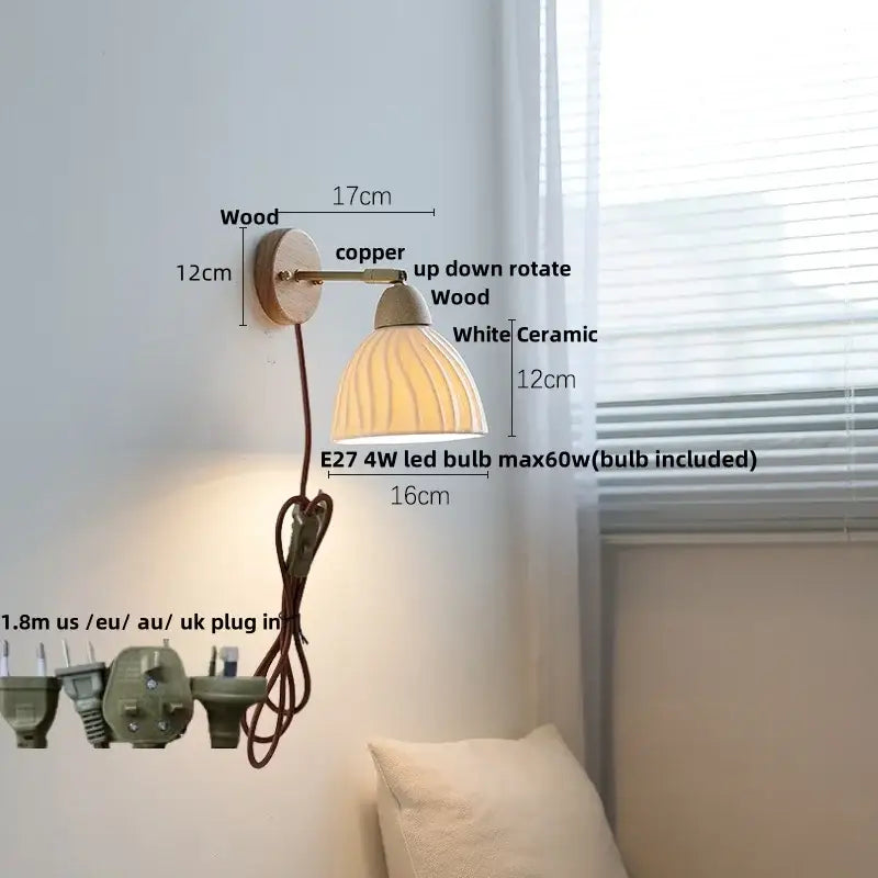Ceramic Wood Wall Sconce