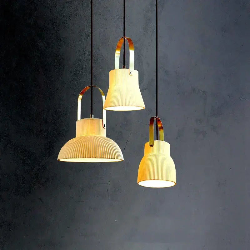 Cream Ceramic Pendant Light Japanese Nordic Style