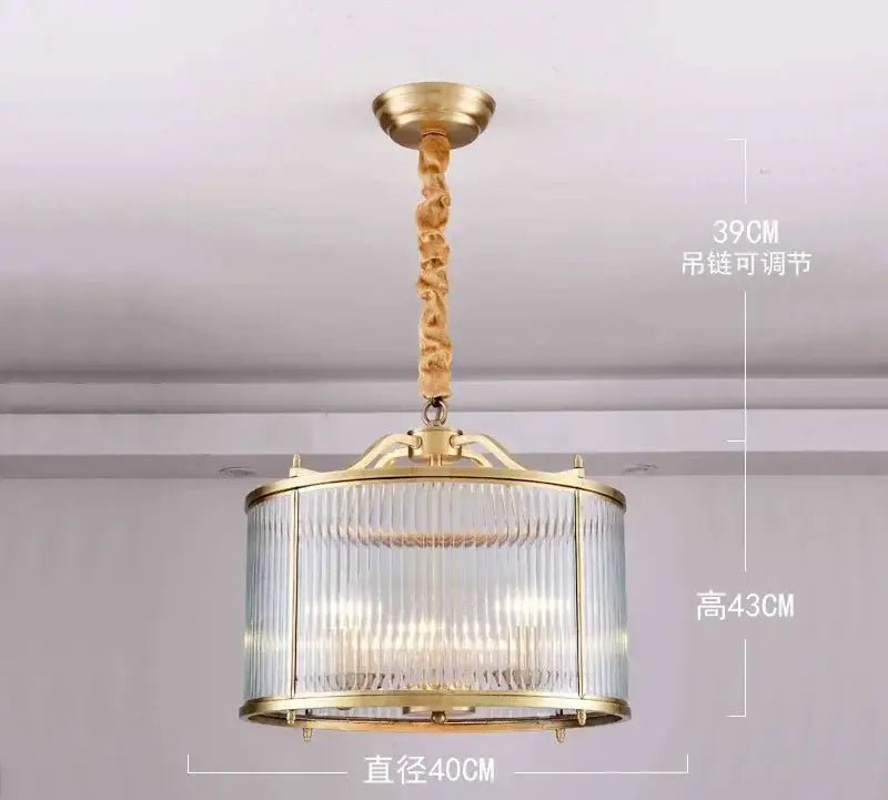 Gold Ribbed Glass Chandelier with Multiple Lights