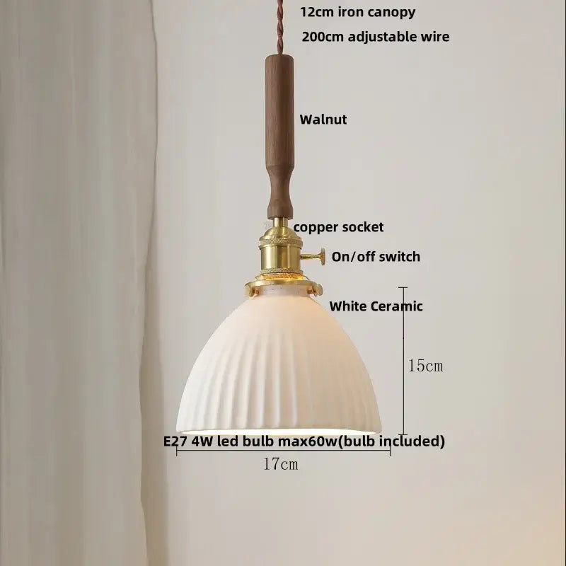 Walnut Ceramic Pendant Lamp