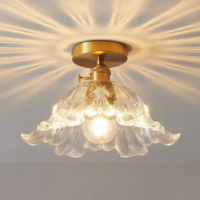 Copper Ribbed Ceiling Light