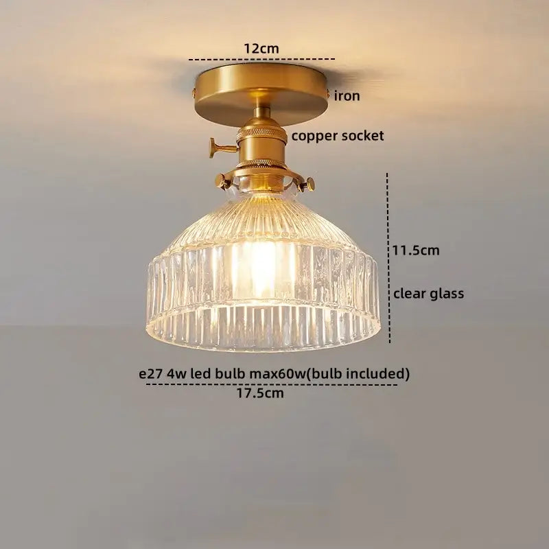 Copper Ribbed Ceiling Light