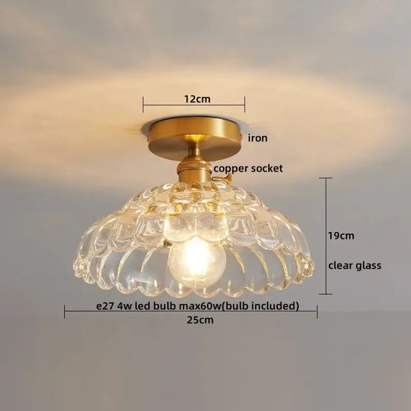 Copper Ribbed Ceiling Light