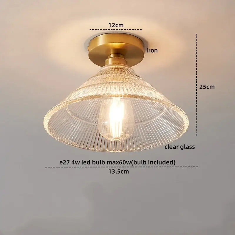 Copper Ribbed Ceiling Light