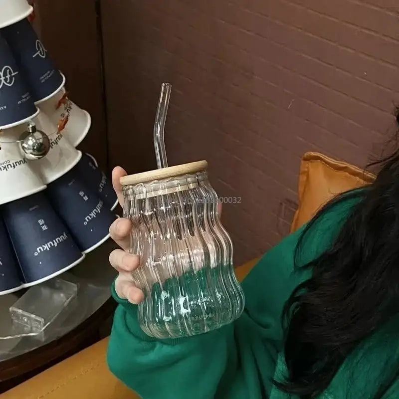 Glass Bamboo Lid Tumbler