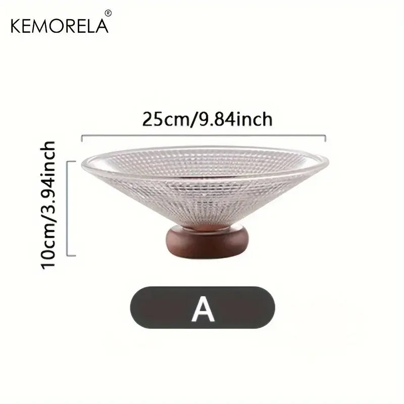 Glass Wooden Base Fruit Plate