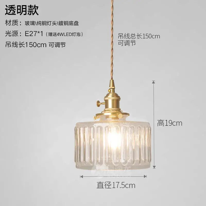 Green Glass Pendant Light with Brass Hardware