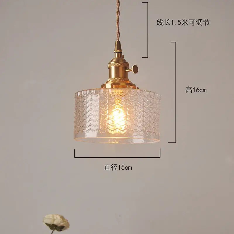 Green Glass Pendant Light with Brass Hardware