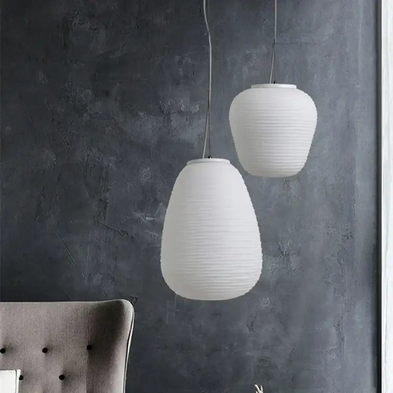 Off-White Glass Pendant with Paper Texture Finish