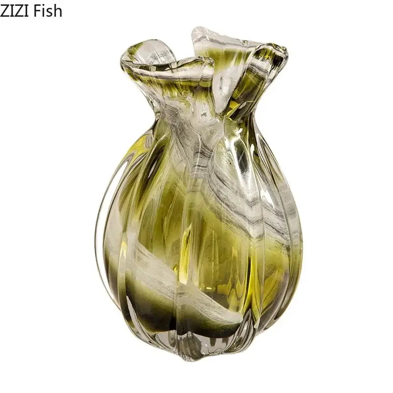Green Glass Vase Set for Hydroponics and Flowers