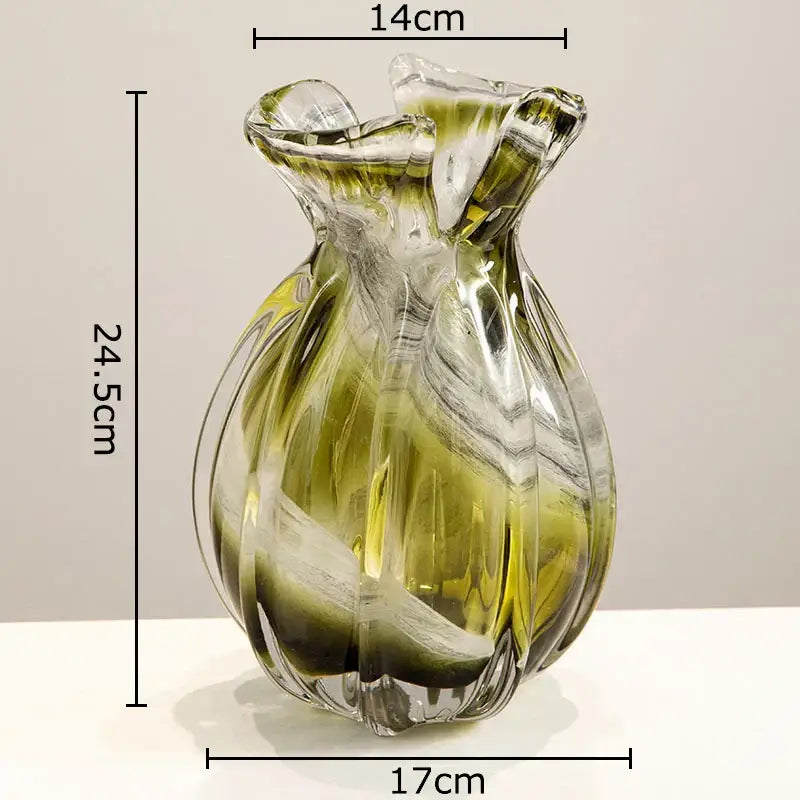 Green Glass Vase Set for Hydroponics and Flowers