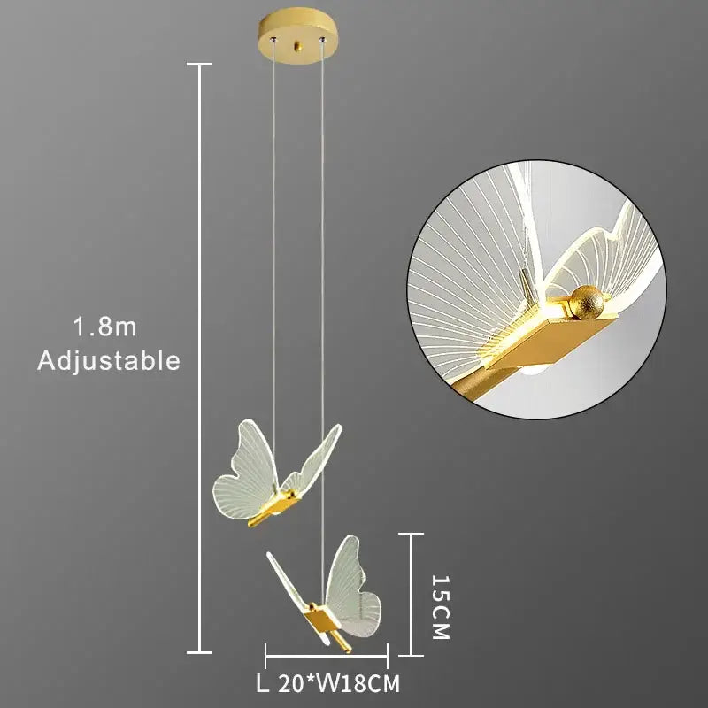 Gold Butterfly 3-Head LED Chandelier