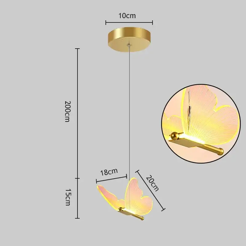 Gold Butterfly 3-Head LED Chandelier