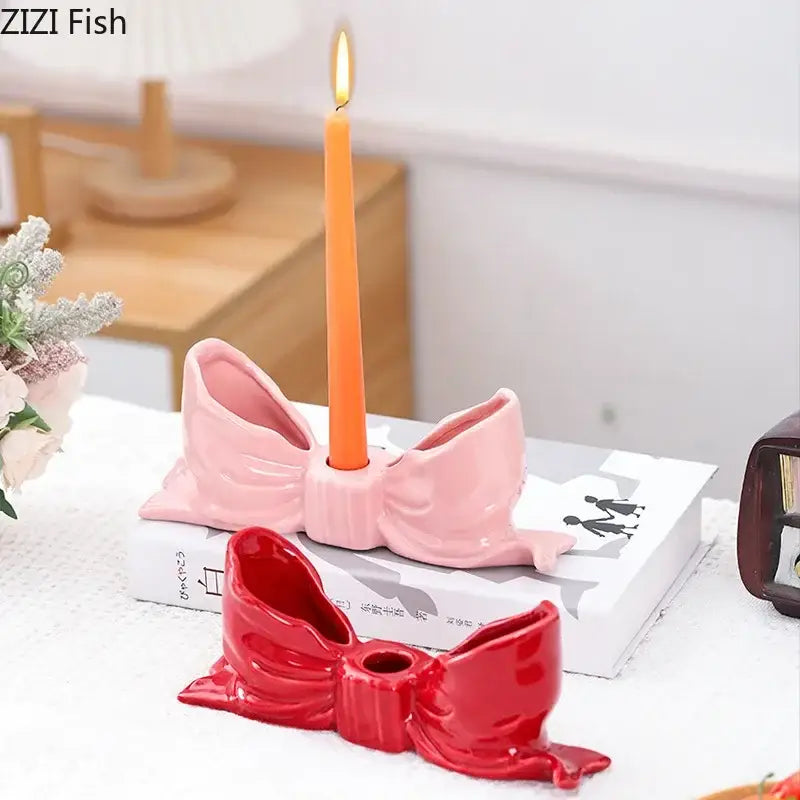 Pink Ceramic Bowknot Holder