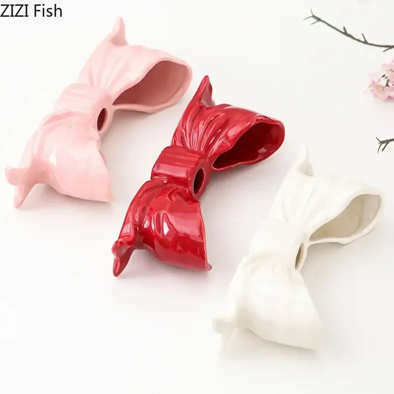 Pink Ceramic Bowknot Holder