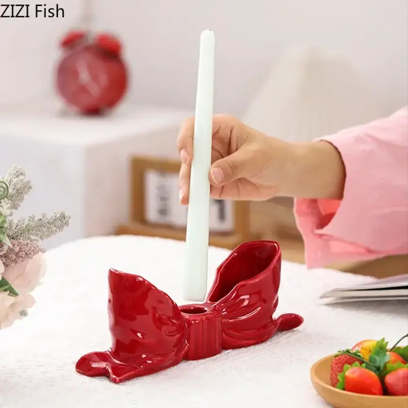 Pink Ceramic Bowknot Holder