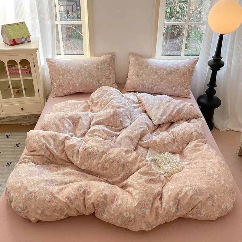 Pink Cotton Floral Bedding