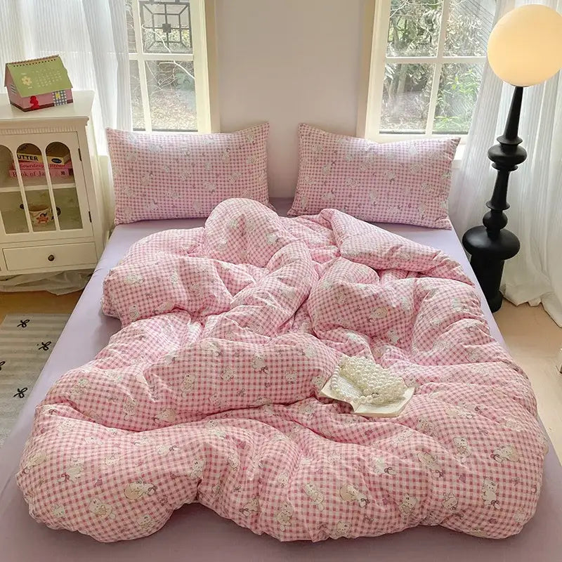 Pink Cotton Floral Bedding