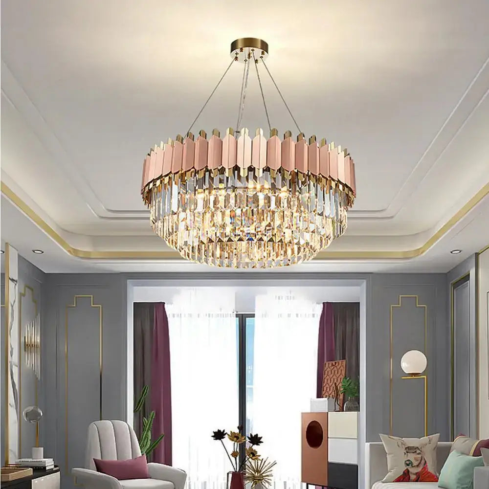 Rose Gold Crystal Pendant Light Dia100cm