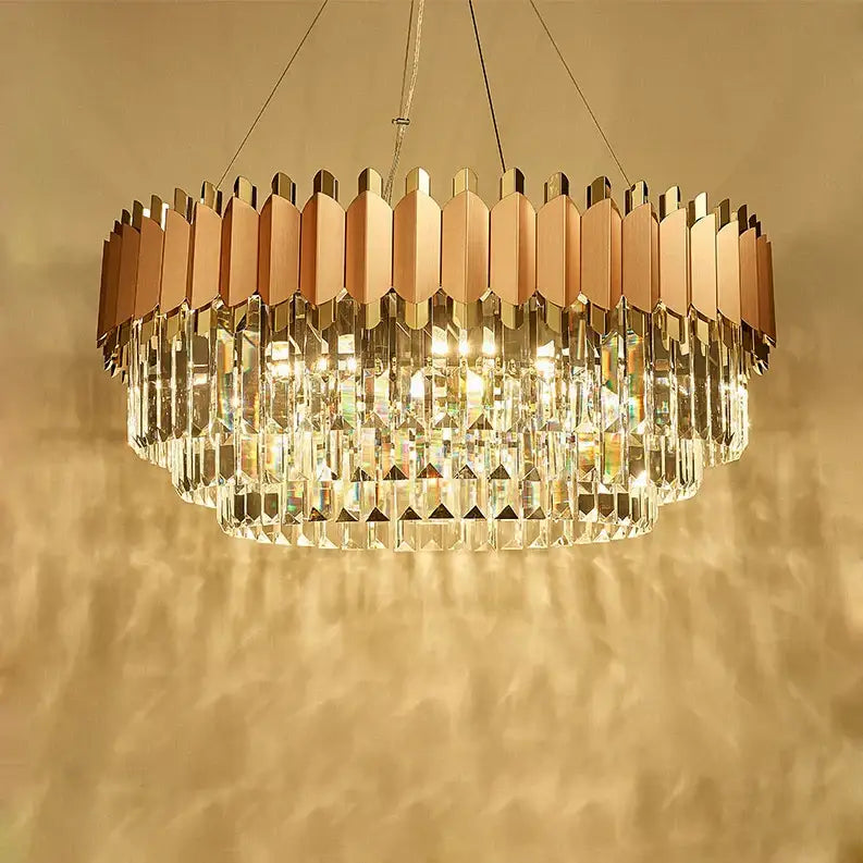 Rose Gold Crystal Pendant Light Dia100cm