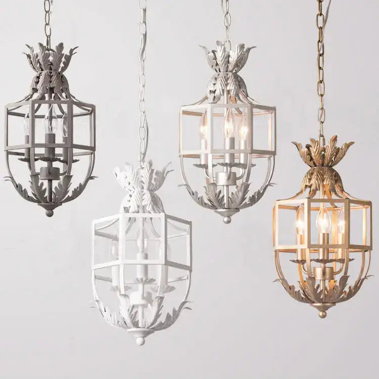 Grey Gold Cage Chandelier
