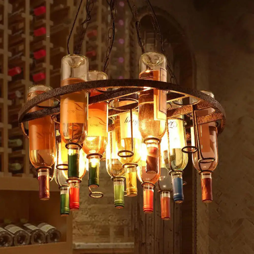 Amber Wine Bottle Chandelier