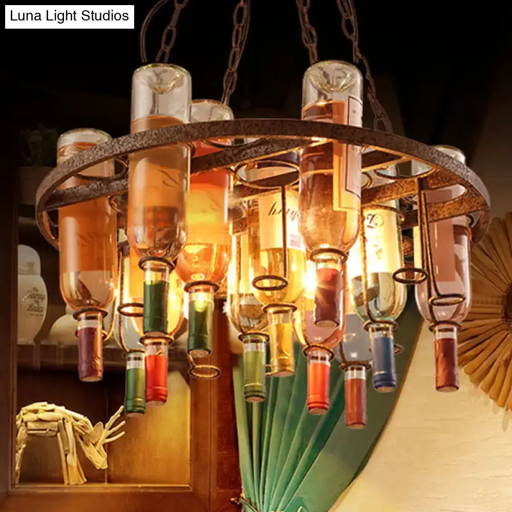 Amber Wine Bottle Chandelier