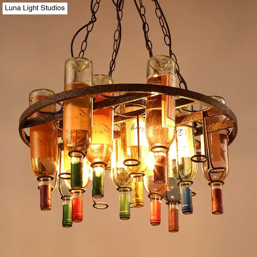 Amber Wine Bottle Chandelier