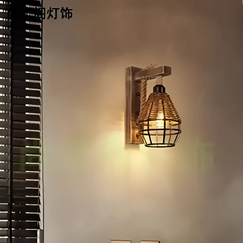 Bamboo Wicker Wall Lamp
