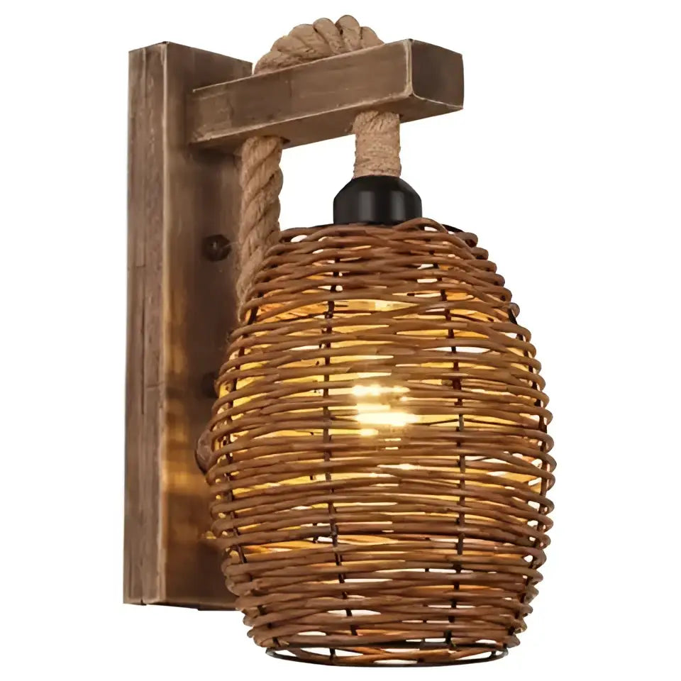 Bamboo Wicker Wall Lamp
