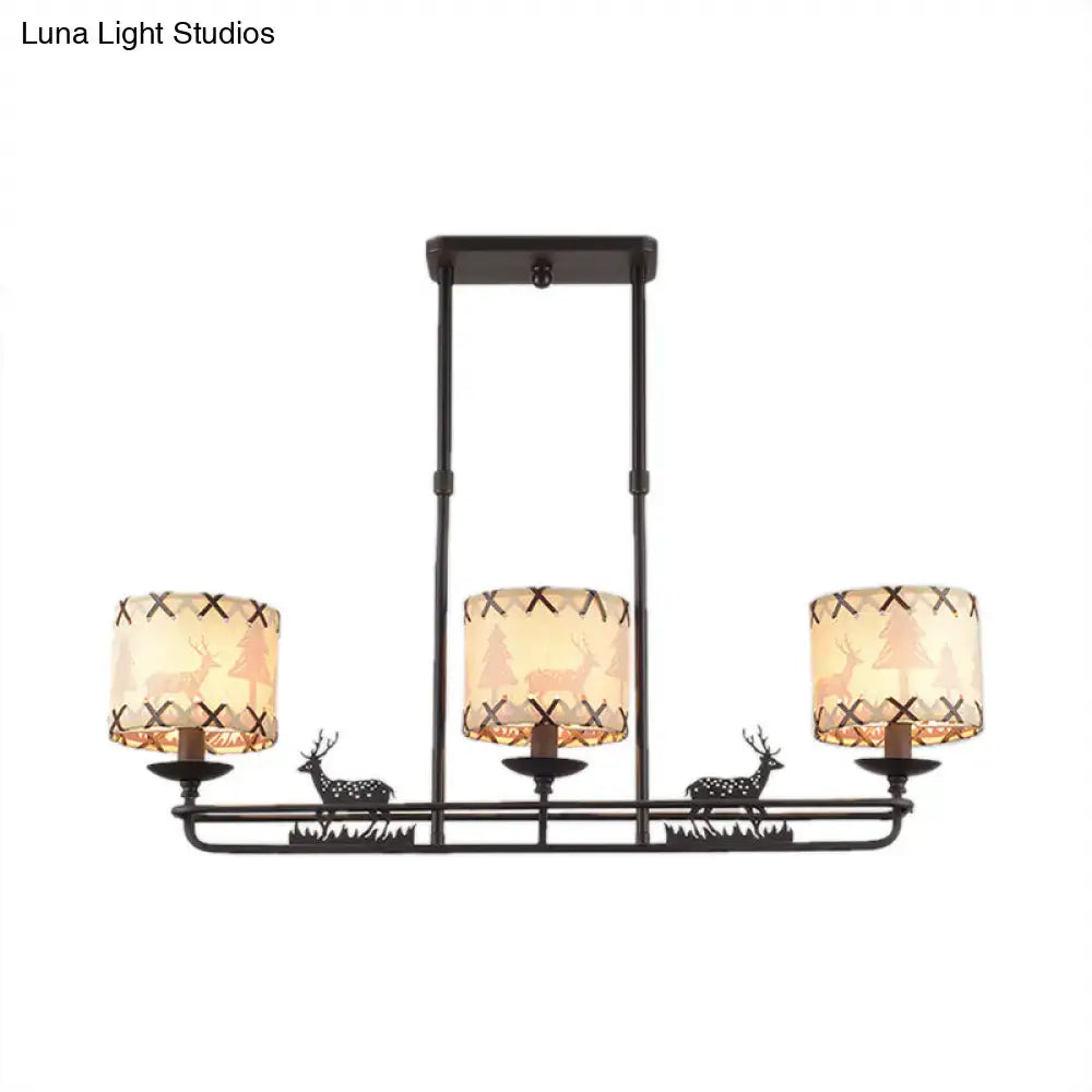 Black Deer Barrel Chandelier