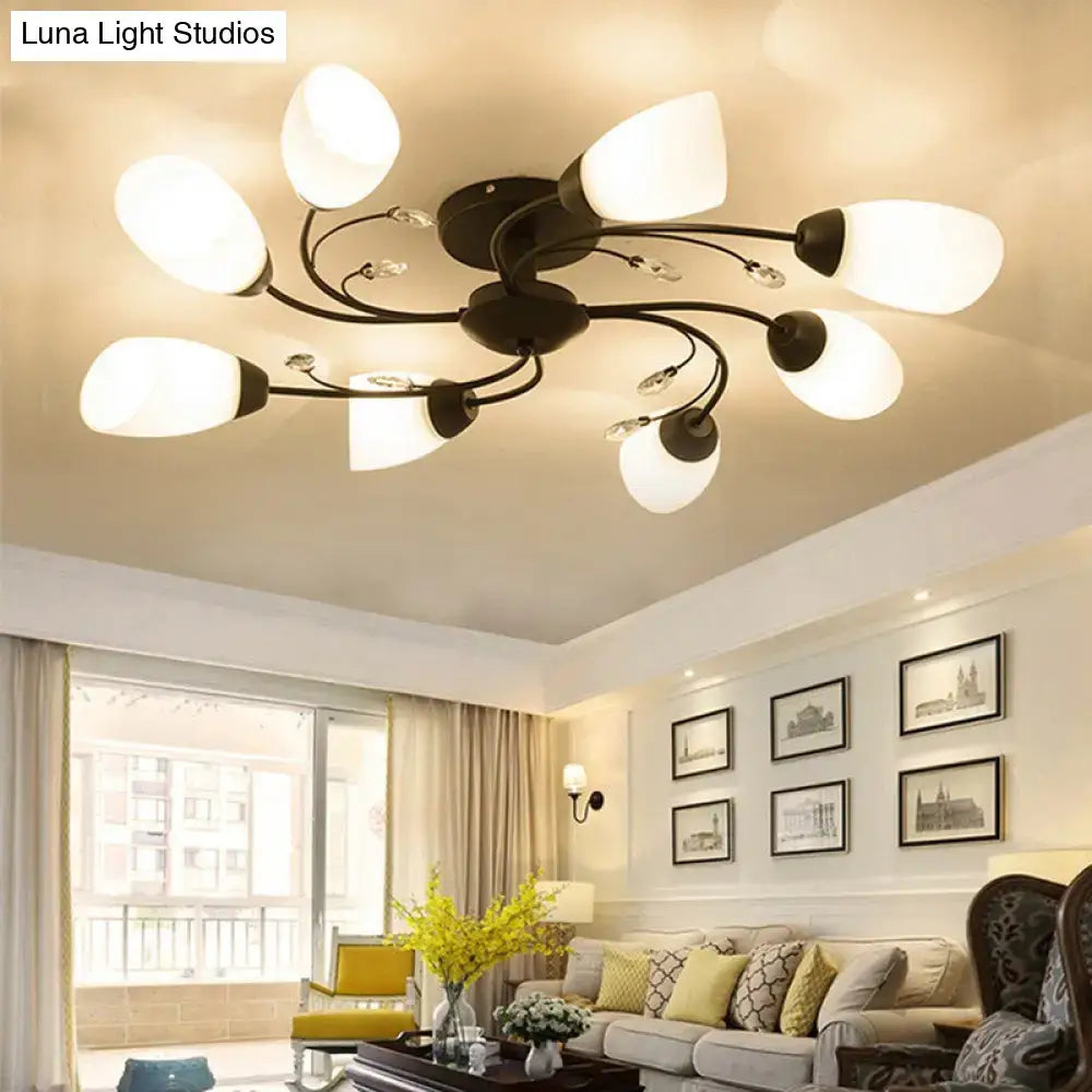 Black Opal Glass Flush Light