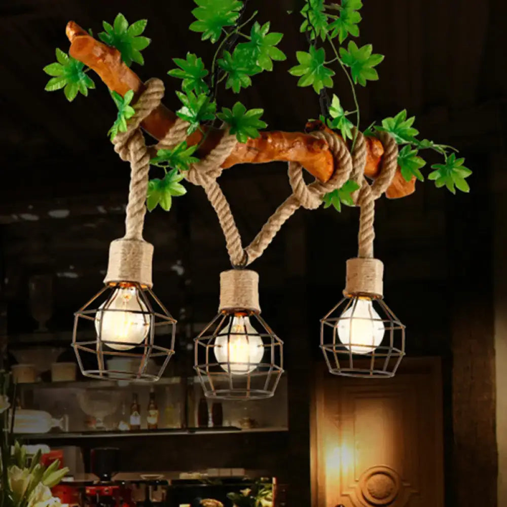 Beige Cage Pendant Chandelier
