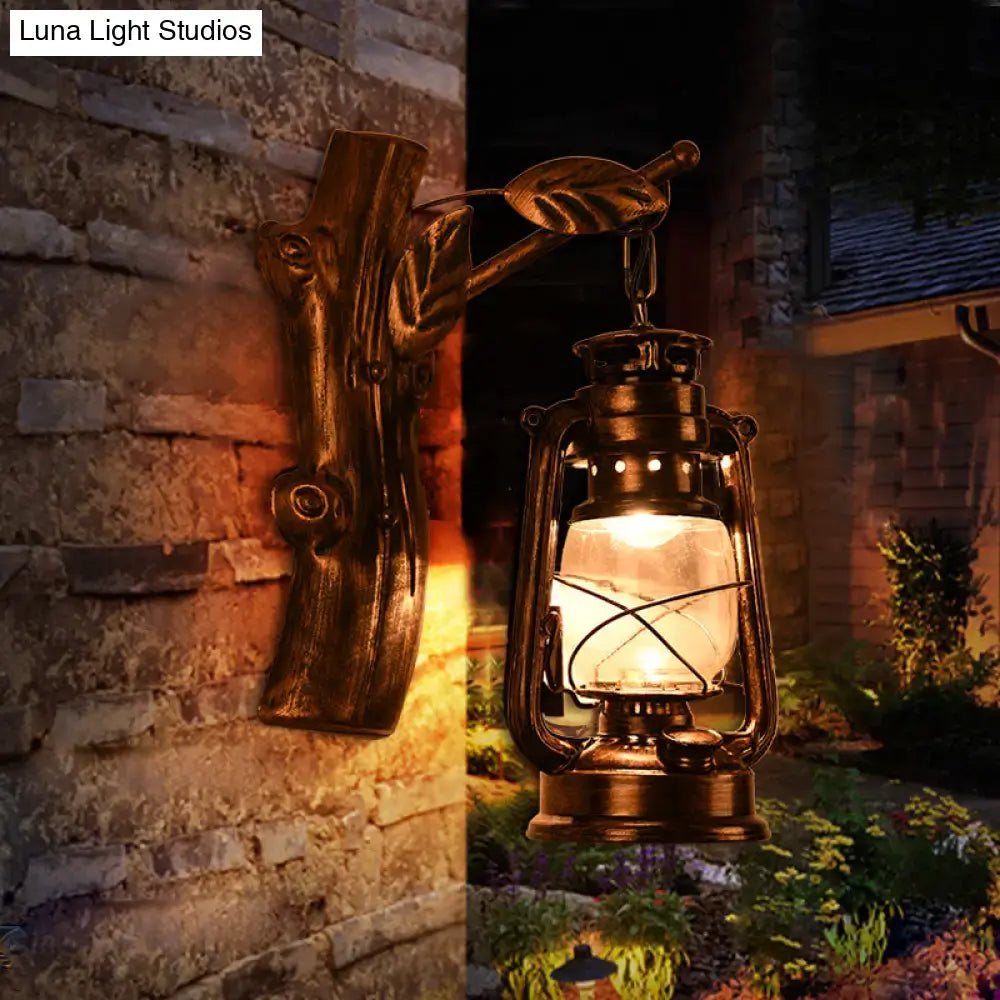 Brass Oil Lantern Wall Sconce