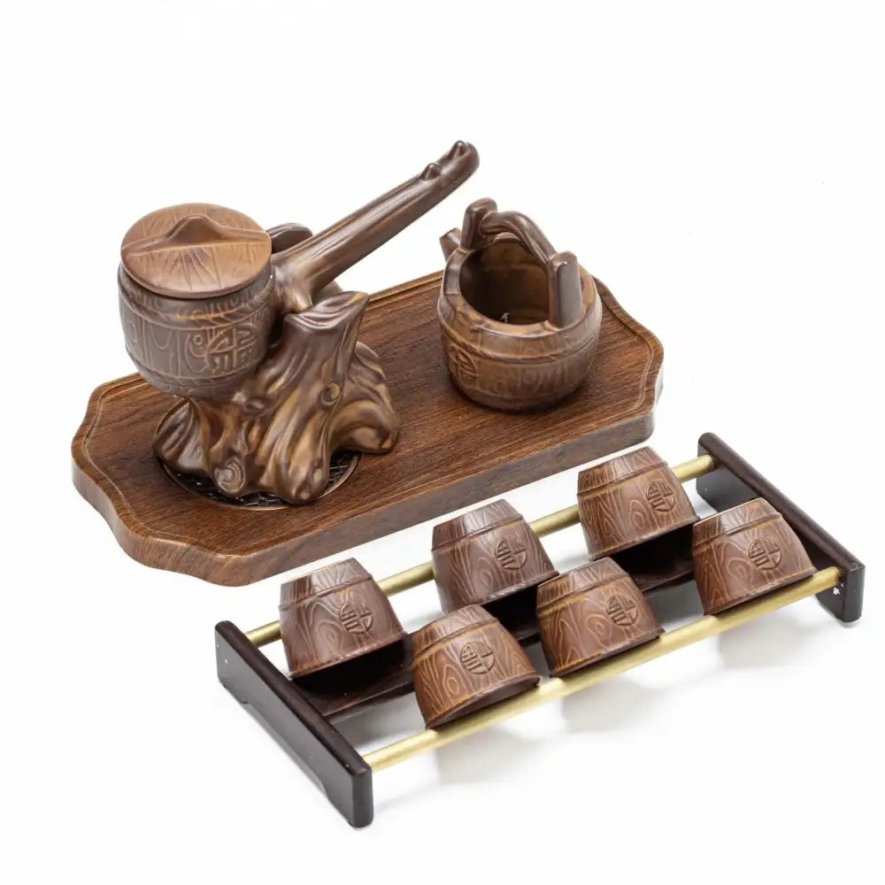 Brown Ceramic Tea Set