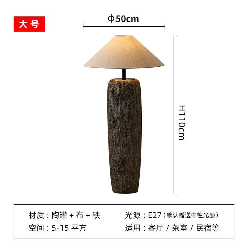 Dark Ceramic Wabi Sabi Floor Lamp