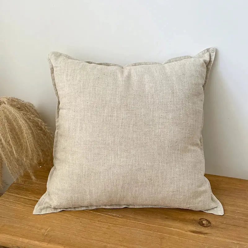 Linen Fringed Pillow Cover