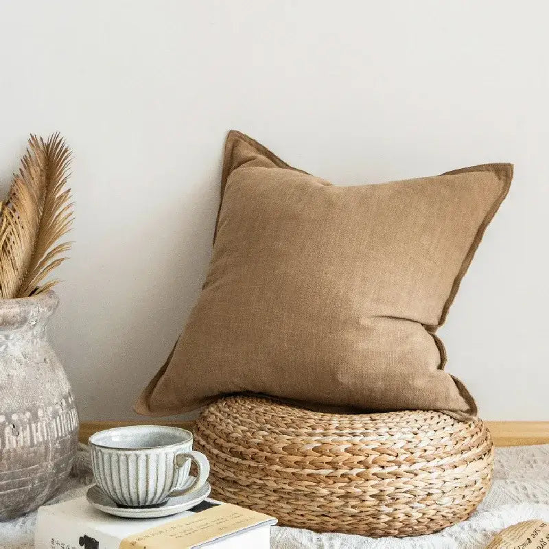 Linen Fringed Pillow Cover
