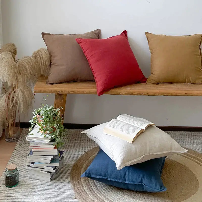 Linen Fringed Pillow Cover